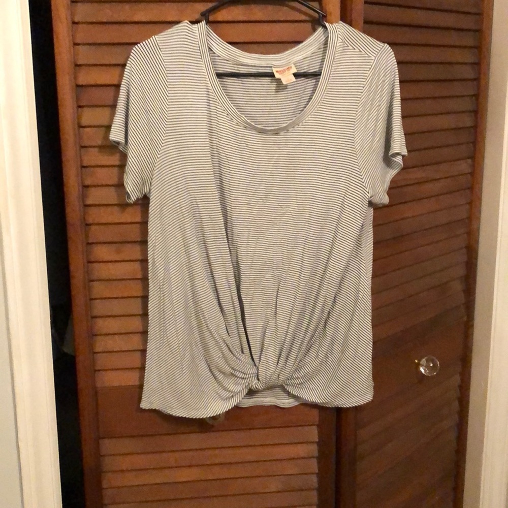 Striped tie front shirt